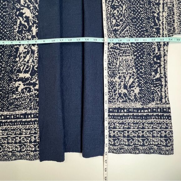 Pure Jill J. Jill Artisanal Jacquard Open Front Cardigan Blue/White Small - Picture 7 of 9